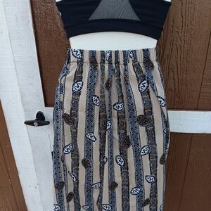 Tribal High Waist Midi Skirt size small Cottagecore Boho Prairie Ethnic